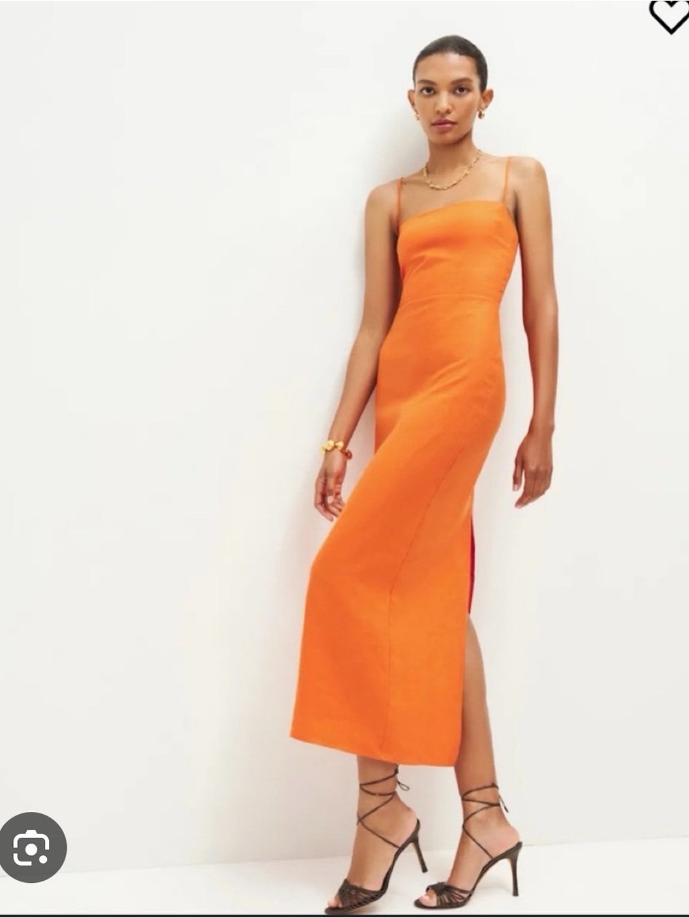 Reformation Frankie orange linen dress